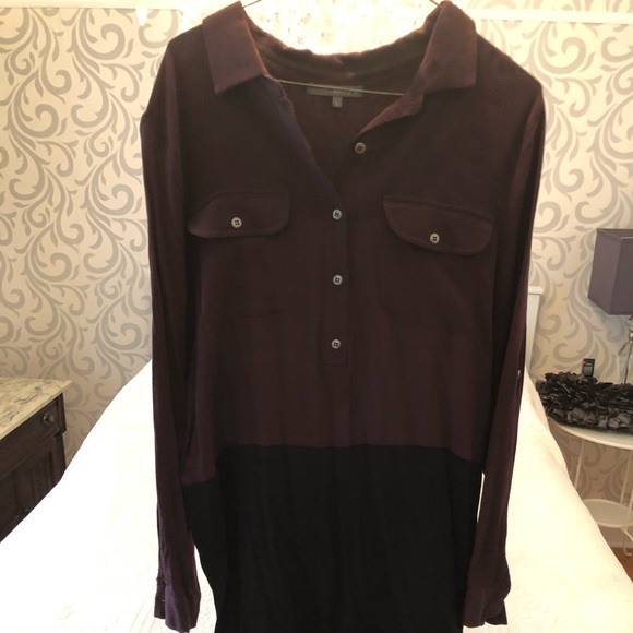 Matty M Dresses & Skirts - Matty M Colorblock Shirtdress - Plum & Black - Size L